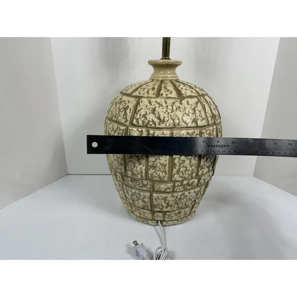 Vintage Brutalist Ceramic Lamp Heavy Faux‎ Stacked Stone Mid Century Modern